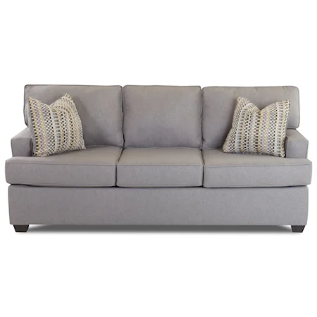 Contemporary Sleeper Sofa with Track Arms and Queen-Sized Enso Memory Foam Mattress